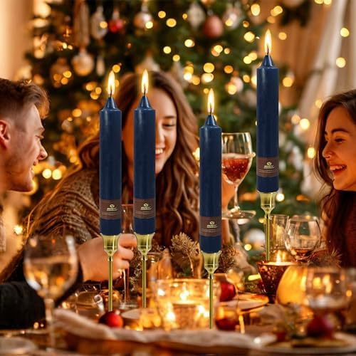Navy Taper Candle 9 Inch Long Candlesticks Unscented Dripless Tapered Candle Set for Home Decor Wedding Party Dinner Candles, 4 Pack - Image 6