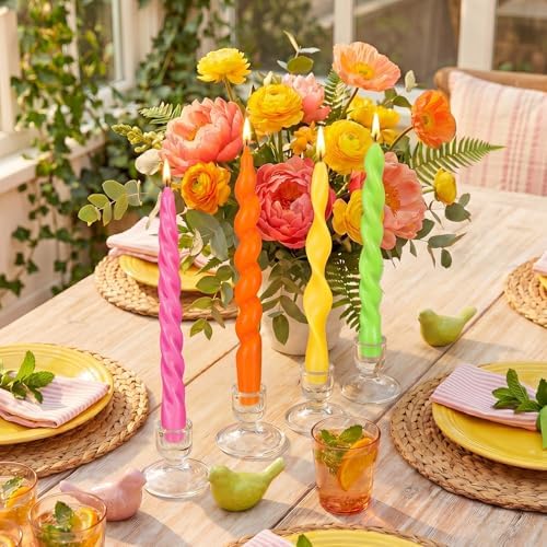 Nuanchu 4 Pcs Twisted Taper Candles,7.87 Inch,Pure,Neon by Nuanchu