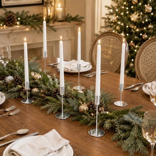 zeochyni Silver Candlestick Holders Set of 3 for Home Decor - Image 5