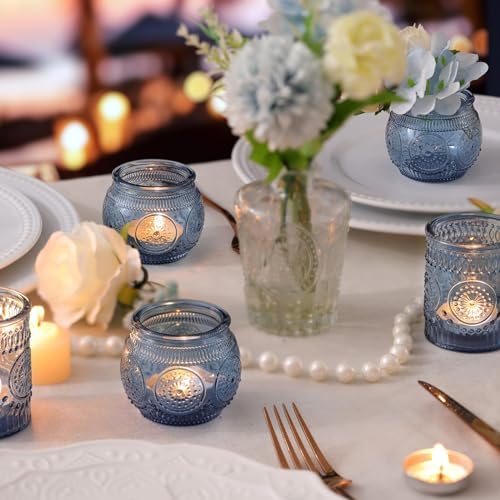 DARJEN Blue Votive Candle Holders Set of 36 - Votive Candle Holders Bulk, Glass Candle Holder for Party Decoration, Tea Lights Candle Holders for Wedding - Image 2