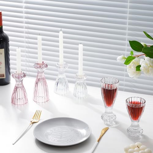 Lysenn Glass Candlestick Holders, Taper Candle Holders Set of 6, Clear - Image 6