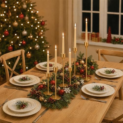 Gold Candlestick Holders,Metal Gold Taper Candle Holders,6 Pcs,3 Heights - Image 5