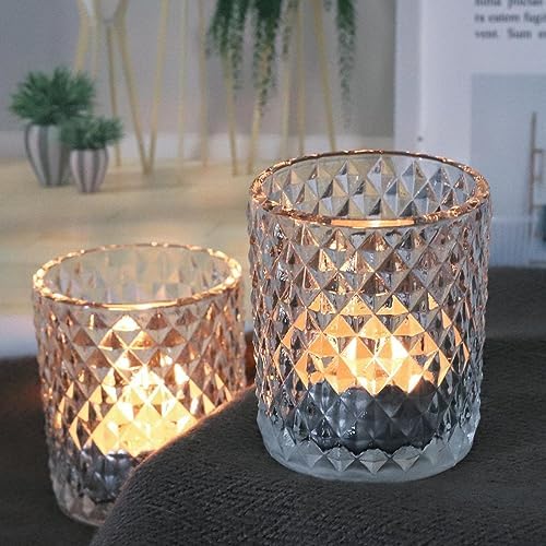 Woho 12Pcs Clear Votive Candle Holders, Tealight Candle Holder for Home Decor, Glass Tea Lights Candle Holder for Birthday Holiday Table - Image 3