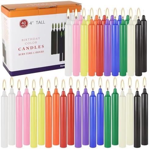 40 Pack 4 Inch Spell Chime Candles,Multi-Colored Taper Candles,10 Colored - Image 5