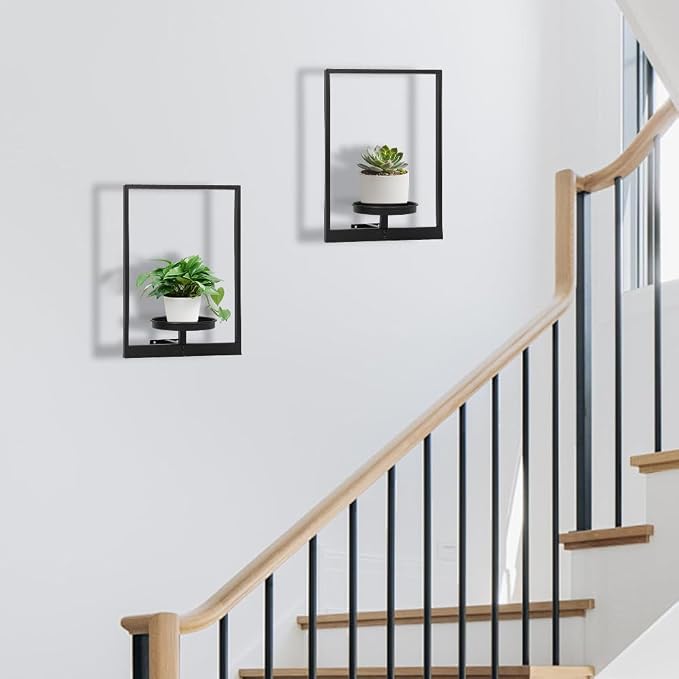 Wall Planters for Indoor Plants, Window Plant Shelves Set of 3, Wall Plant Stand to Hold Large Pots - Premium Metal Hanging Plant Holder for Indoor Outdoor Decor