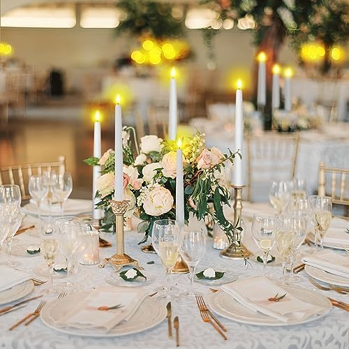 Homemory 48Pcs 11 inches White LED Taper Candles, Flameless Taper Candles with Remote Timer Dimmer, Plastic Battery Operated Candlesticks with Flickering Flame for Halloween Christmas Wedding Party - Image 2