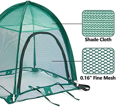 2 Pack Pop up Plant Cover, Garden Netting for Raised Beds, Crop Cage, Blueberry Bush Netting Cover with Metal Spikes Protect Plants Against Birds, Small Animals and Direct Sunlight - 28" x 28" x 30" - Image 3