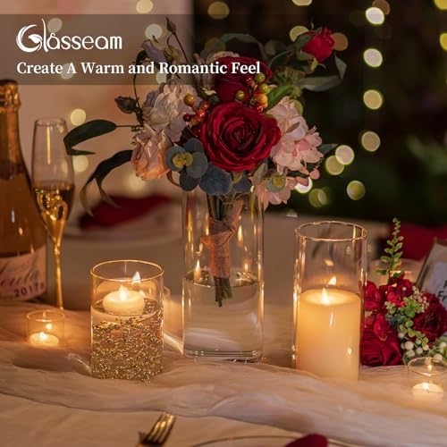 Glasseam Hurricane Pillar Candle Holders: 3Pcs Glass Vases for Centerpieces - Image 4