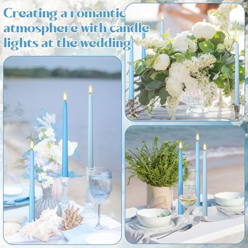 Macarrie 24 Packs Flameless Taper Candles Battery LED 11",Mixed Blue - Image 6