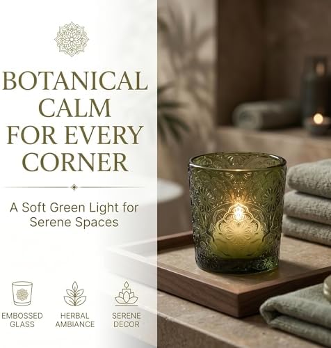 Moss Green Mandala Glass Tealight Holders, 12 Pack - Image 2