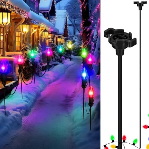 24 Pcs 15" Christmas Light Yard Stakes for C7 C9 Lights, Black by Gisafai