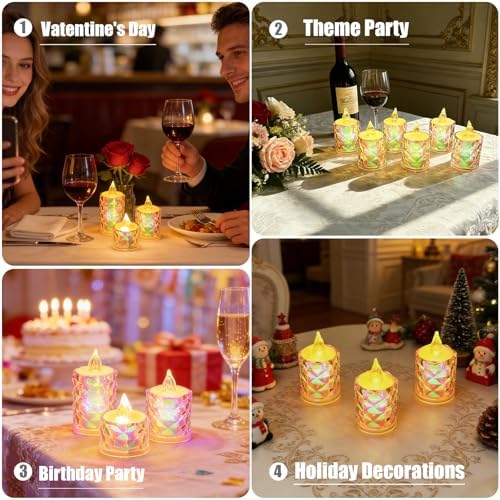 24 Pack Crystal Candle Lights,Battery Operated Candle,100+Hours Fake Electeic LED Tea Lights for Votive,Centerpiece Table Decorations - Image 6