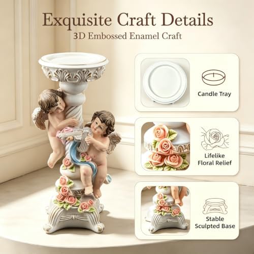 Angel Candle Holder Resin Figurine Colorful Elegant Table Decor Home Gifts - Image 3
