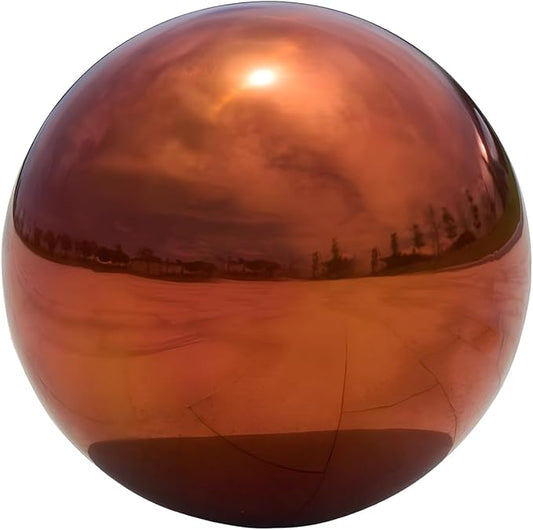 Stainless Steel Gazing Globe Mirror Ball, Decorative Gazing Balls for Garden, Reflective Smooth Garden Ball Sphere for Outdoor Yard Decoration (Orange, Dia: 14 inch)