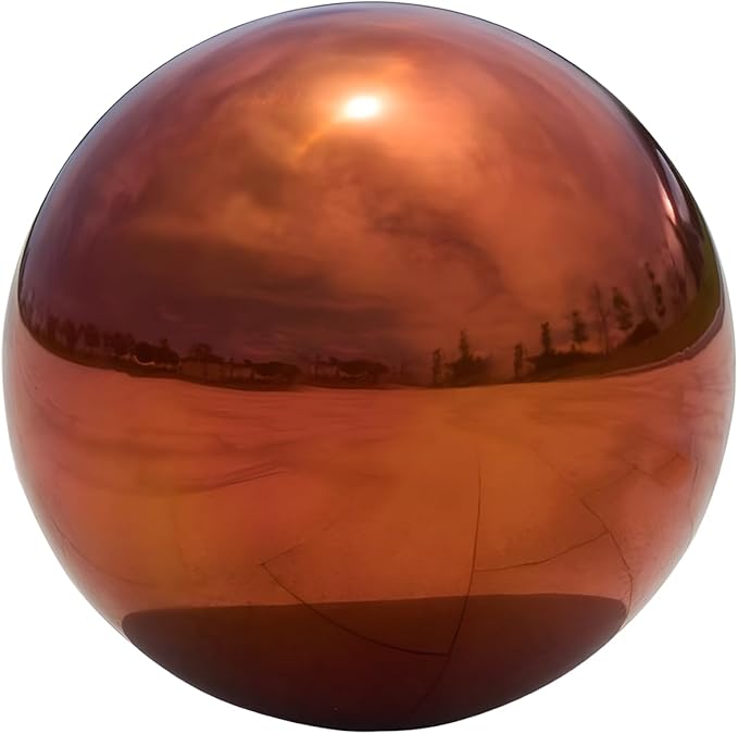 Stainless Steel Gazing Globe Mirror Ball, Decorative Gazing Balls for Garden, Reflective Smooth Garden Ball Sphere for Outdoor Yard Decoration (Orange, Dia: 6 inch)