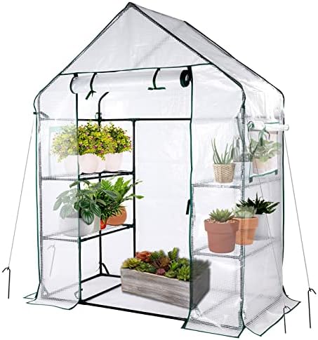 56x30x76 Mini Walk-in Greenhouse, Portable Plant House with 3-Tier Shelves by KOKSRY