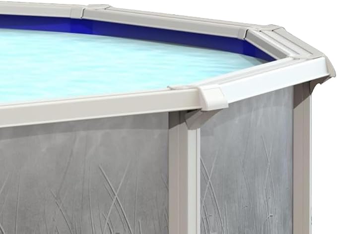 Lake Effect Pools 'Bermuda' 15 ft Round Above Ground Swimming Pool | 48 Inch Walls | 6" Steel Top Ledge | Bundle Includes: 25 Gauge Overlap Liner & Widemouth Skimmer