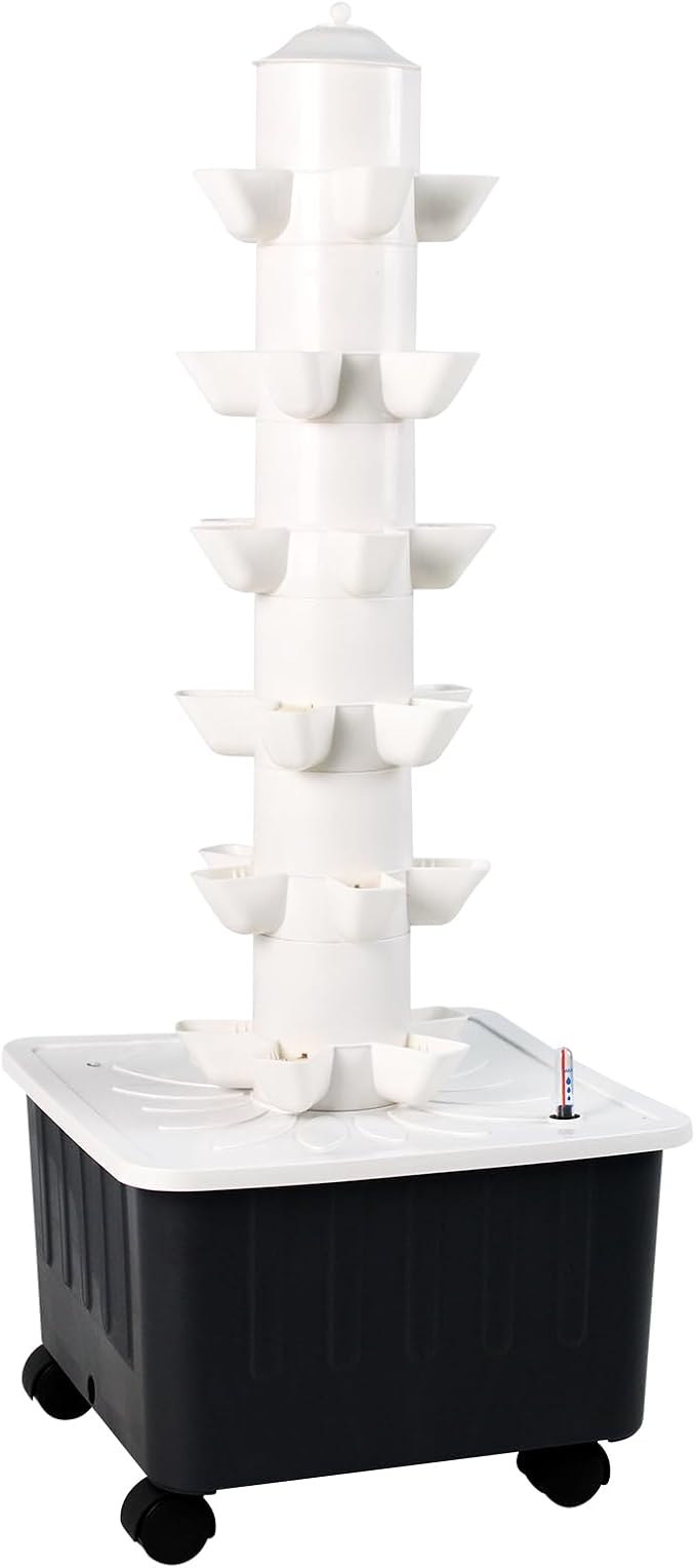 Hydroponics Growing System, Indoor Gardening System, Hydroponic Tower with 30 Liter Capacity Mobile Water Tank for Home, Balcony or Small Greenhouse Growing