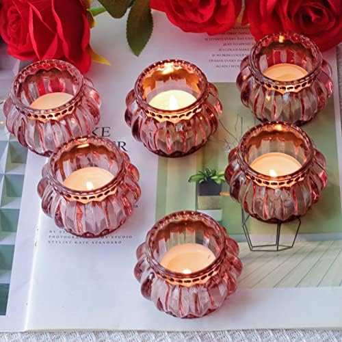 Woho 6pcs Rose Gold Tealight Candle Holder, Tea Light Holder for Valentines by Woho