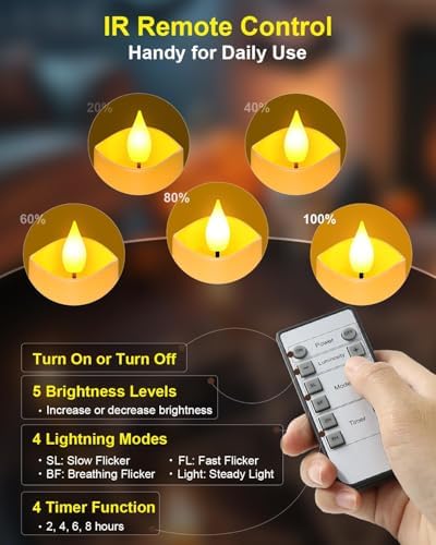 SoulBay Flameless Candles Rechargeable with Remote, 6pcs Electric LED Fake White Votive Candles with Charging Base and Timer, Flickering Decorative Lights for Home Table Holidays Christmas Décor - Image 3