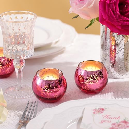 12 Pcs Hot Pink Candle Holders for Barbie Birthday Party Decorations- Summer Bridal Shower Decorations, Votive Candle Holders for Wedding, Pink Candle Centerpieces for Disco, Cowgirl Party - Image 3