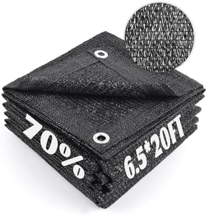 Sun Shade Cloth with Grommets for Garden, 70% 6.5x20ft, Black by CoolArea