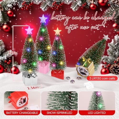 Mini Christmas Tree with Lights, 4 Pack Tabletop Christmas Tree with LED Lights for Indoor Christmas Decorations Holiday Party Ornagment, Christmas Centerpieces for Tables New Year Decoration(4) - Image 2