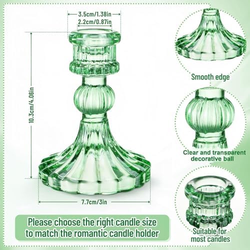 Maxcheck Set of 6 Glass Taper Candle Holders,Green - Image 4