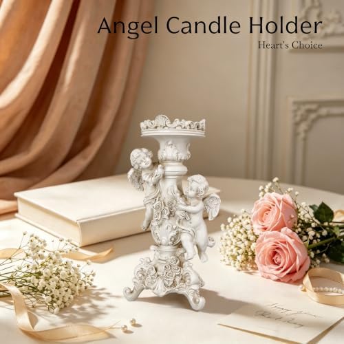 Vintage Off White Cherub Candle Holder Resin Figurine Angels Decor - Image 5