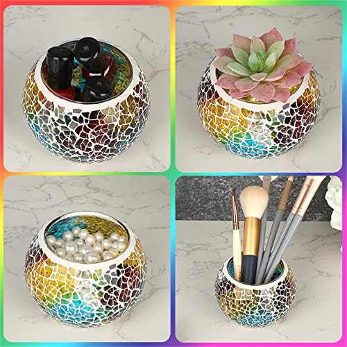 OwnMy 3PCS Mosaic Glass Tea Light Holders Round Bowl Votive Candle Holders - Image 6