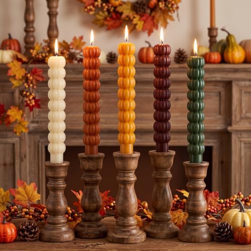 Conelist 5 Pcs Pumpkin Taper Candles Autumn Halloween Gifts, Multicolor by Conelist