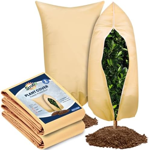 SCRUBIT Plant Covers Freeze Protection, 47.2 X 70.8 in. Frost Cloths for Outdoor Plants Fruit Trees & Shrubs with Zipper and Drawstring, Thick Winter Plant Covers - 2 Pack Tree Frost Blankets by SCRUBIT