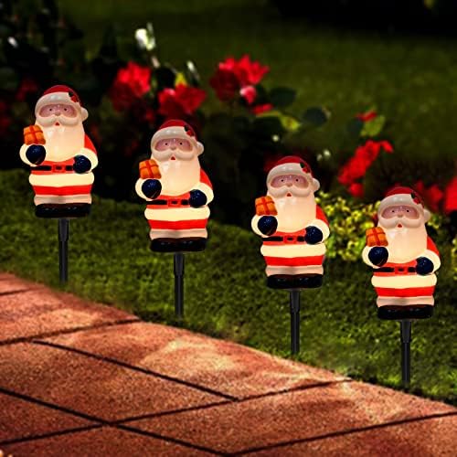 Christmas Decorations Outside, 7Ft Christmas Santa Pathway Stake Lights with 4 C7 Bulbs, Stake, Connectable Waterproof Driveway Markers Lights for Outside Path Garden Decor Holiday Yard Patio by Doratale