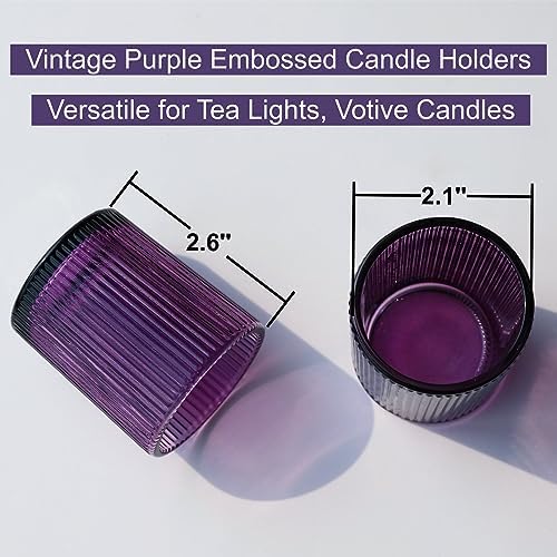 VOHO 12pcs Purple Votive Candle Holders for Halloween Christmas Easter Deco - Image 6