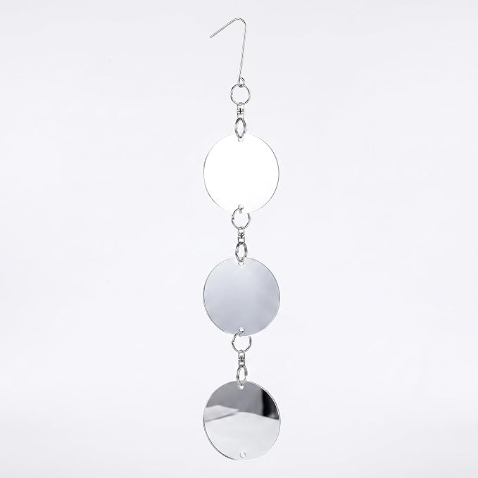 TJE Reflective Hanging Discs, Double-Sided Mirror Acrylic Decor with 360° Rotating Hook for Garden Yard Balcony Outdoor, 16.1 x 3.0 in