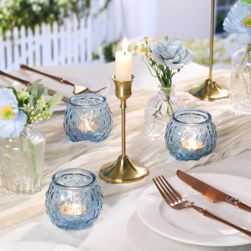DARJEN 20 Pcs Blue Votive Candle Holder 2.55"x2.6" Tea Light Candle Holder - Image 3