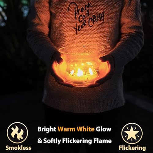 Solar Tea Lights Outdoor Waterproof, 8pcs Rechargeable Dusk to Dawn Little Solar Votive Candles, Flameless Flickering Small Light for Lantern Window DIY Chandelier Patio Deck Garden Decor (Warm White) - Image 5