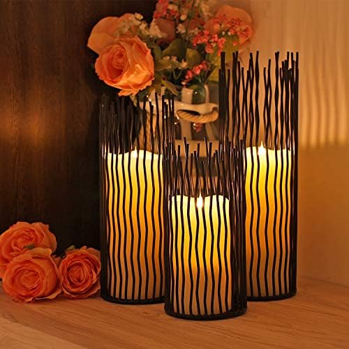 Candle Holders Set of 3 Black Metal Iron Pillar Candlestick Modern Indoor and Outdoor Candlestick Holders for Table Centerpiece Fireplace Mantel Decoration,Home,Party, Wedding,Dining Room Decor - Image 5