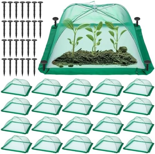 FillTouch 20 Pcs 17 Inch Mesh Plant Cover Plant Protectors from Animals Outdoor Plants Tent for Vegetables Pop up Net Garden Netting Cover Collapsible Plants Umbrella to Keep Small Animals Out by FillTouch