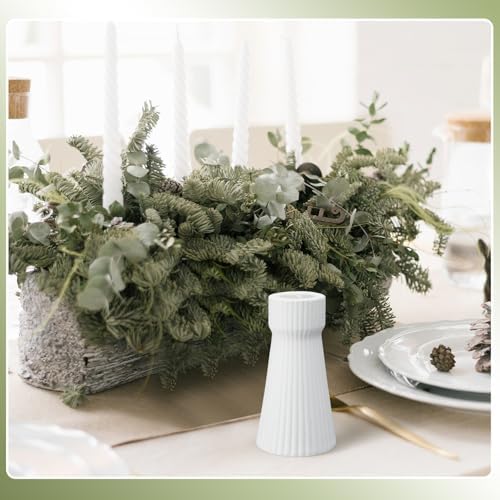 Mumufy 6 Pcs White Taper Candle Holder Candlesticks, Ceramic Candle Stick - Image 6