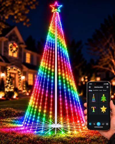 14.4FT Smart Outdoor Christmas Tree Lights, RGB Cone Tree for Yard by Aoycocr