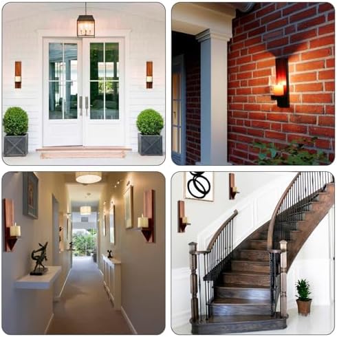 OwnMy 2PCS Wood Wall Candle Sconces Rustic Wall Mount Pillar Candle Sconces - Image 7