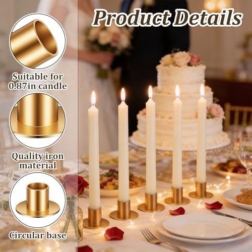 24 PCS Gold Taper Candle Holders, Short Skinny Vintage Candlestick Holders - Image 3