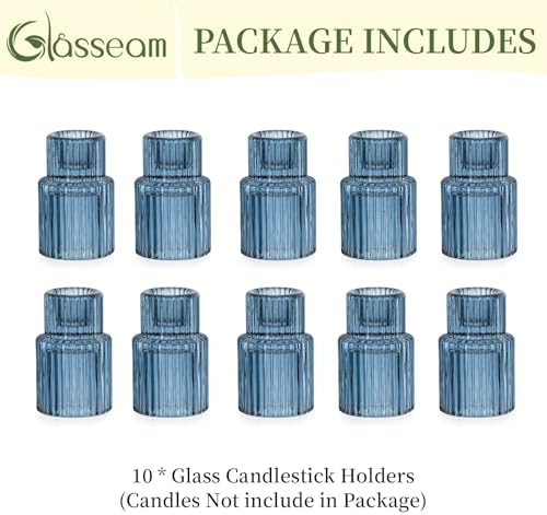 Glasseam Taper Candle Holders Bulk 10Pc Small Candlestick for Coastal Decor - Image 7