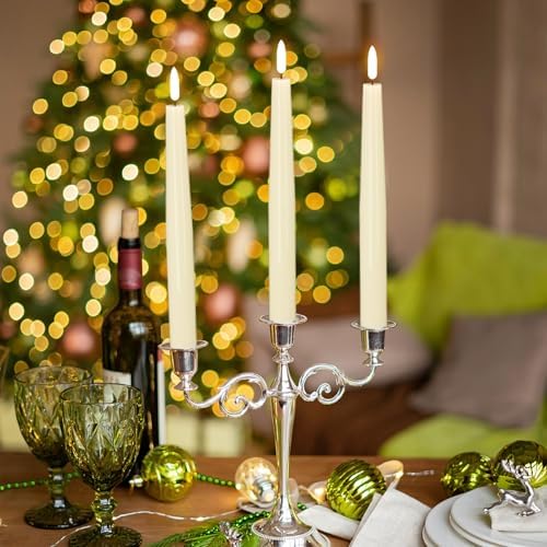 GenSwin Flameless Taper Candles with Remote, Ivory LED Taper Candles Battery Operated, Real Wax Flameless Candlesticks with 3D Wick for Home Halloween Christmas Decor(Set of 6, 0.78” x 9.84”) - Image 6