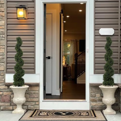 4ft Tall Spiral Topiary Trees Artificial Outdoor Set of 2 - Image 6