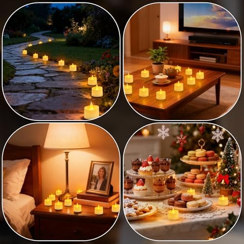 Realistic Flameless LED Tea Lights - Battery-Powered Dancing Flame Candles for Weddings, Halloween, Votives | Safe Child-Resistant, Flickering Ambiance Decor (Ivory Base, 100 Pack) - Image 5