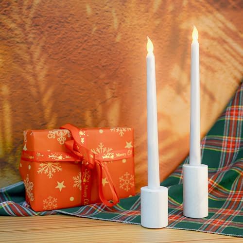 Candle Holders True Natural Marble Wick 0.35" Thick Set of 2 Decorative Candlestick Holder for Christmas Birthday Party Dinning for 3/4 inch Candles Color White (ZT004) - Image 3