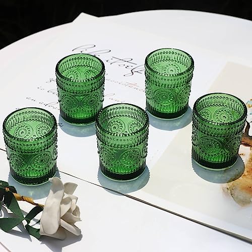 VOHO Green Candle Holder Set of 12, Sunflower Glass Votive Candle Holders - Image 4