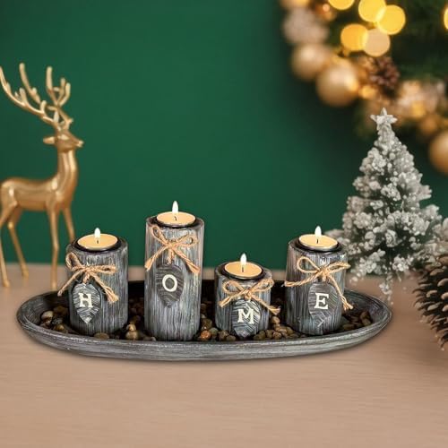 Wooden Candle Holders Centerpieces for Living Room Coffee Table Decorations - Image 6